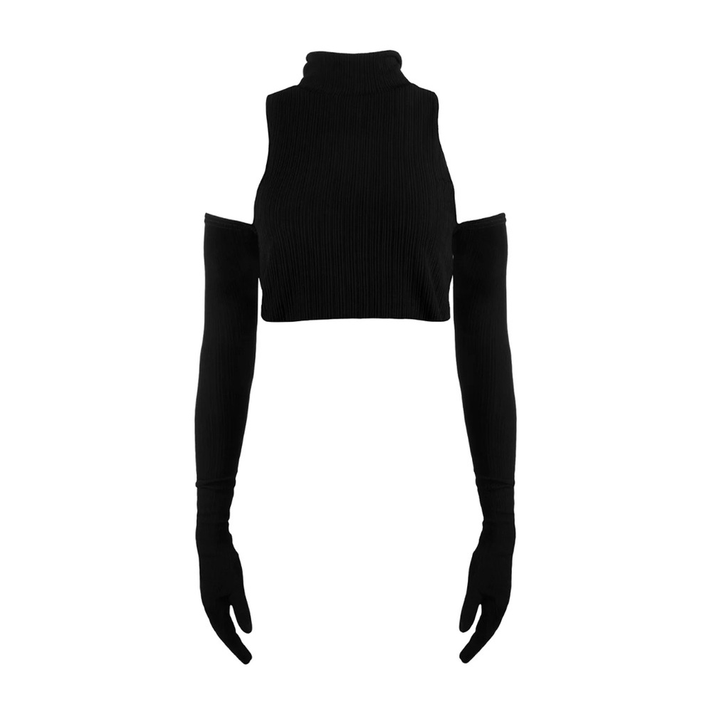 Paloma Lira - Stretch black crop top with gloves.

100% polyester